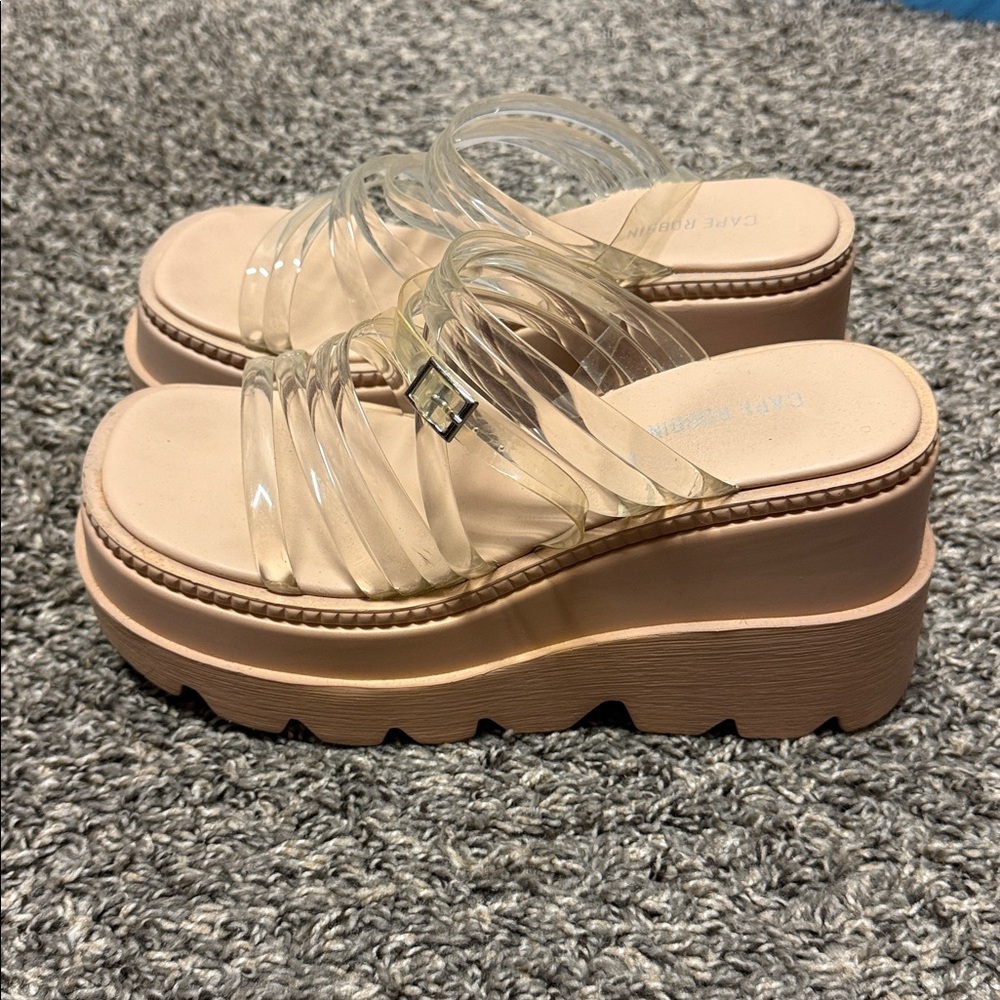 Cape Robbin Clear and Nude Platform Sandals